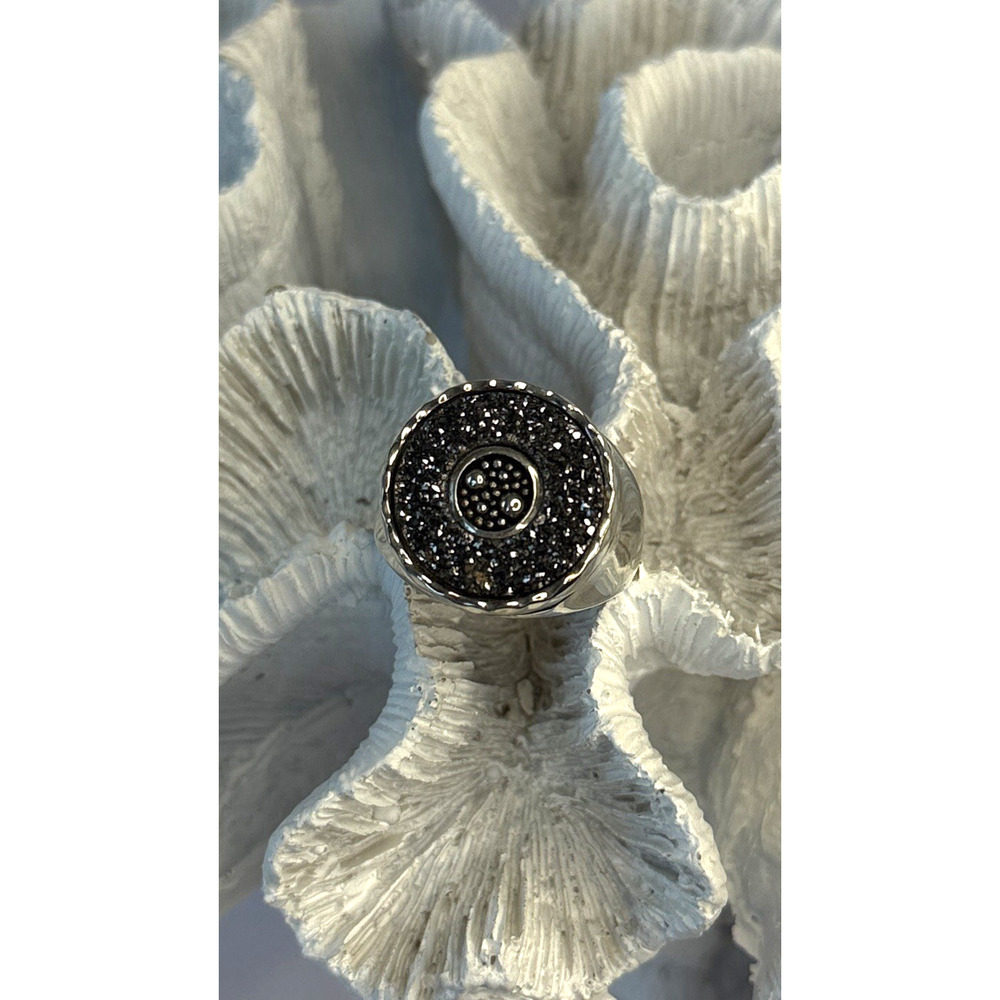 Michael Dawkins Starry Night 925 Sterling Silver Black Druzy Quartz Ring Size 9
